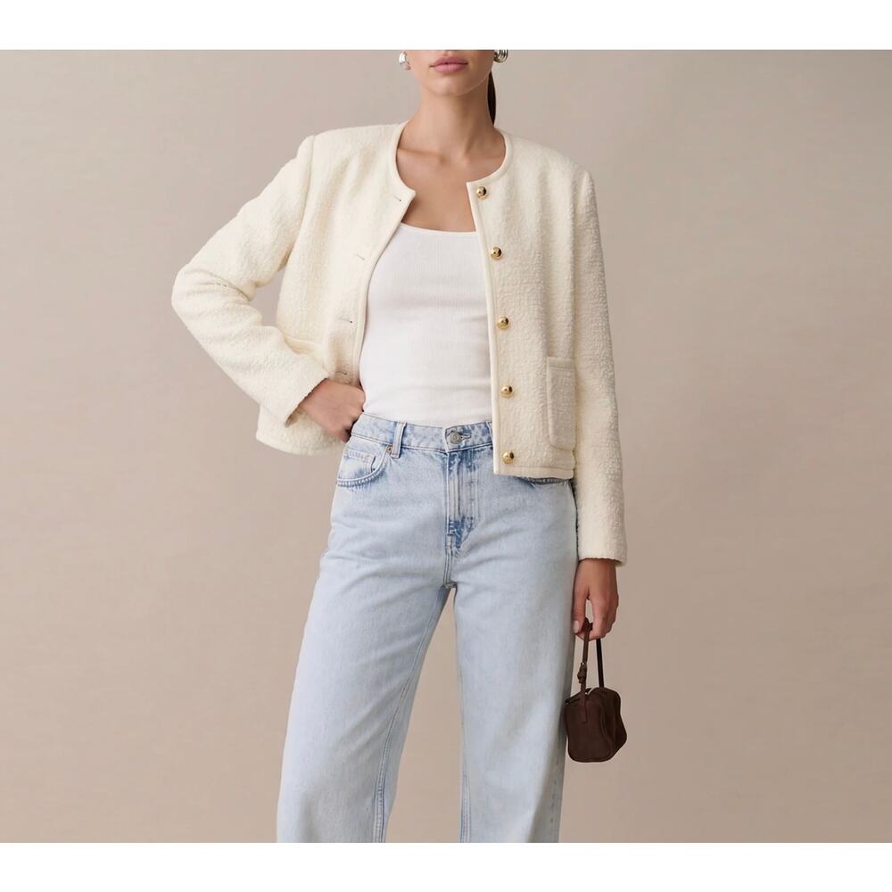 New few moda Caara Joe relaxed fit crop jacket cream $222 sz XS - Picture 4 of 5